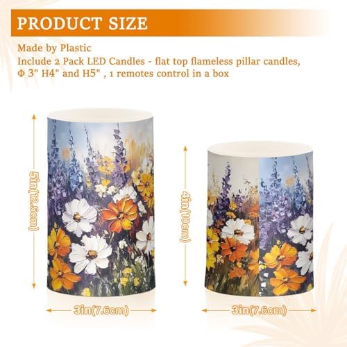 Yellow White Purple Flameless Candles with Remote Control Set of 2