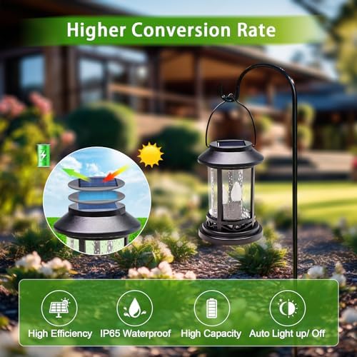 Beautyard Outdoor Solar Candle Lanterns 6 Pack Black
