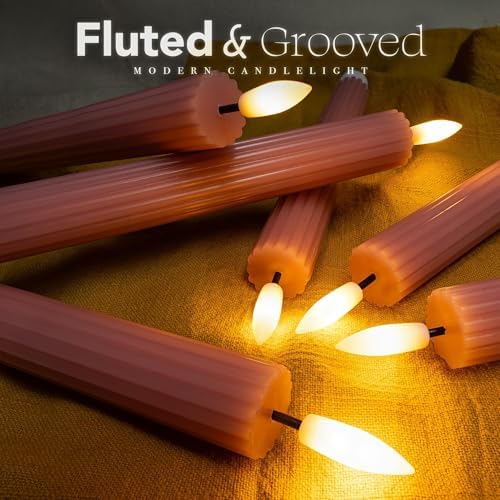 6 Pack LED Flameless Dusty Rose Taper Candles with Remote 24H Timer