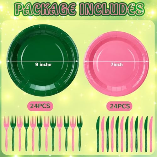 Yungyan 96 Pcs Pink Green Witch Party Decorations Set
