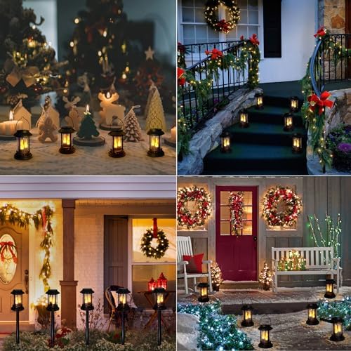 Beautyard Outdoor Solar Candle Lanterns 6 Pack Black
