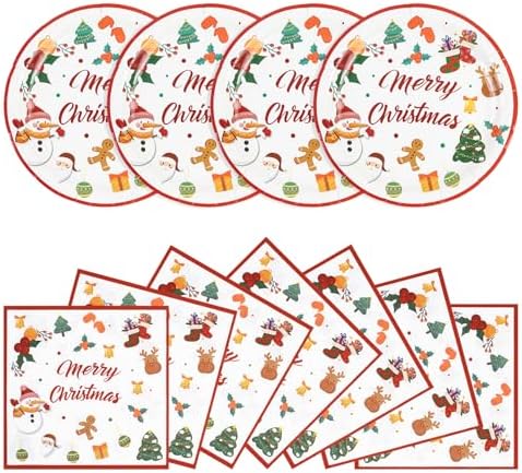 40PCS Christmas Paper Plates and Napkins - 9 Inch Party Serving Set