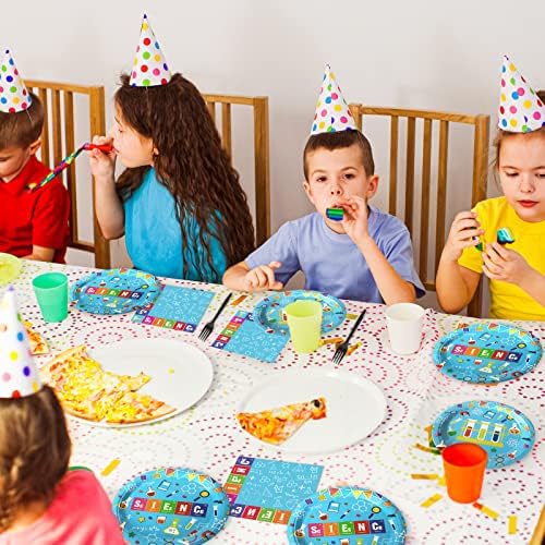 Wiooffen 96 Pcs Science Party Tableware Set