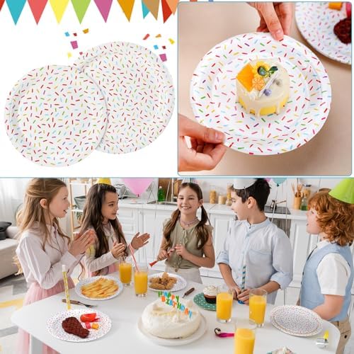 Zhehao 48 Pcs Confetti Sprinkles Plates Set for Parties