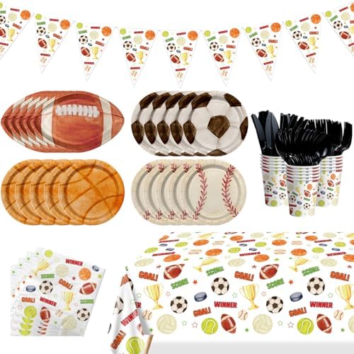 Hegbolke Sports Party Tableware Set for 20 Guests