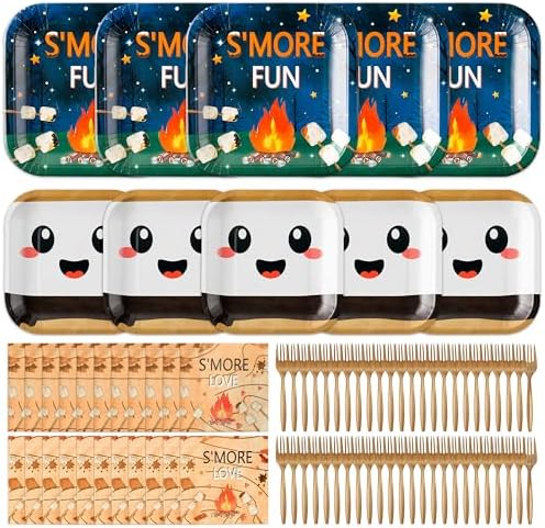 SMores Camping Party Plates for 48 Guests