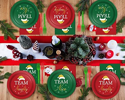 30 Guests Christmas Party Paper Plates Napkins Forks Set