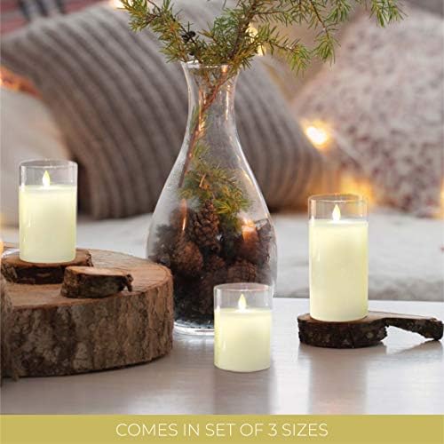 Lumabase Glass Hurricane LED Candles - Set of 3