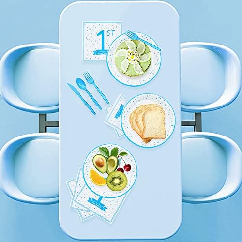 1st Birthday Decorations for Boys Blue Party Tableware Set