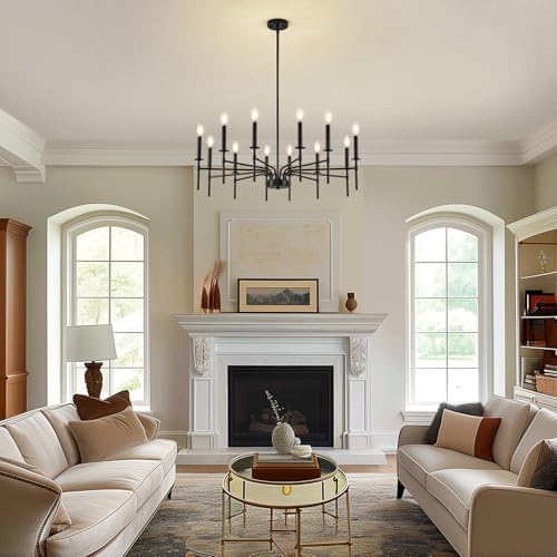 Qamra 12 Light Metal Black Chandelier for Dining Room