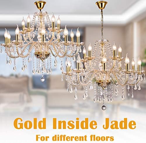 Gold Color Luxurious 15 Light Crystal Chandelier