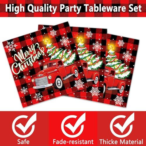 Christmas Paper Plates and Napkins Set for 24 Guests