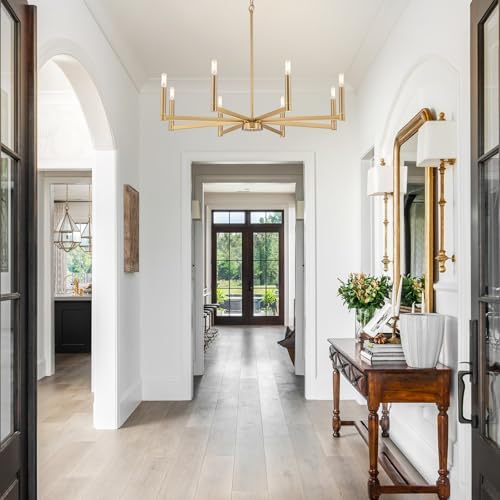Zicbol 8-Light Gold Chandelier Dining Room Light Fixture