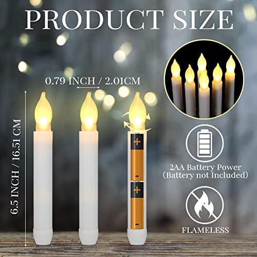 Macarrie 60 Pcs Flameless LED Taper Candles with Warm Light
