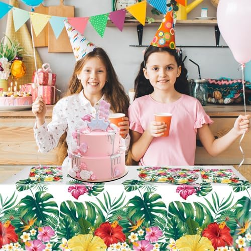 Hawaiian Birthday Party Set with 20 Plates 20 Napkins 1 Tablecloth