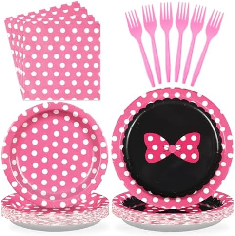 Grencian 96 Pc Pink Mouse Themed Party Plates