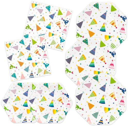 DYLIVeS Hats Off Birthday Plates Napkins Bulk Set 150 Pcs