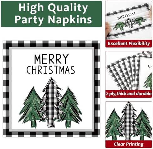 100PCS Christmas Paper Plates and Napkins Set for 25 Guests