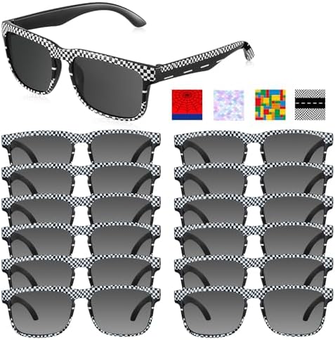 12 Pack Race Car Checkered Kids Sunglasses