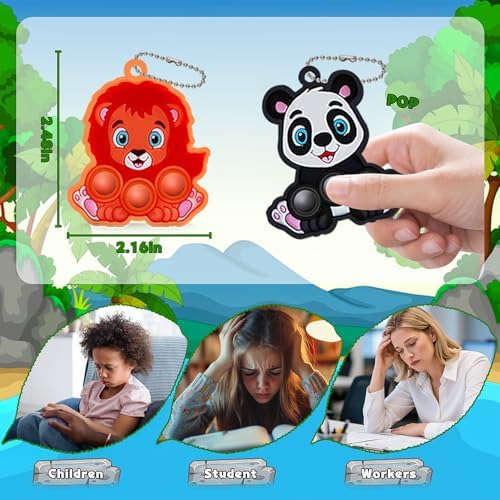 Animal Fidget Keychain Set 24PCS Stress Relief Toys