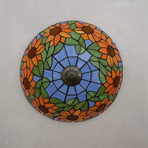 FAFACAI Blue Sunflower Tiffany Ceiling Lamp 40CM Retro Style