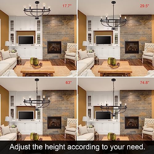 6 Light Black Chandelier with Rustic Design