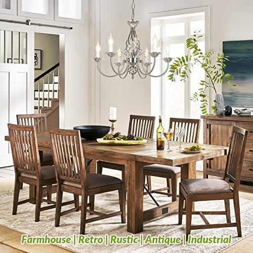6-Light Farmhouse Candle Chandelier for Living Room Ceiling Light