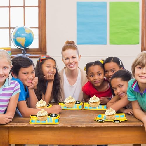 Havawish 50 Pcs Yellow School Bus Party Plates