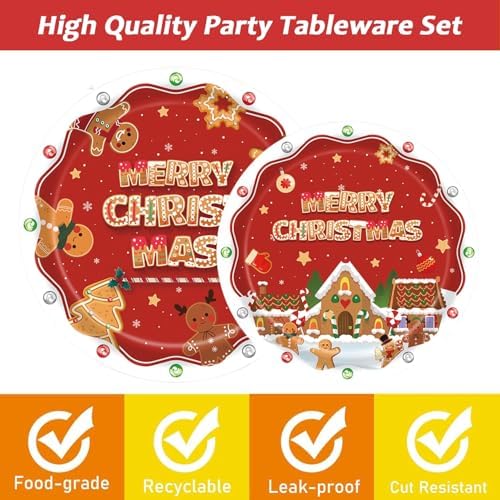 96 Pcs Christmas Gingerbread Man Party Plates with Forks