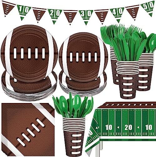 Football Party Decorations Tableware Set for 24 Guests