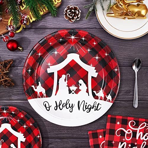 Whaline 100Pcs Christmas Tableware Set for Holiday Parties
