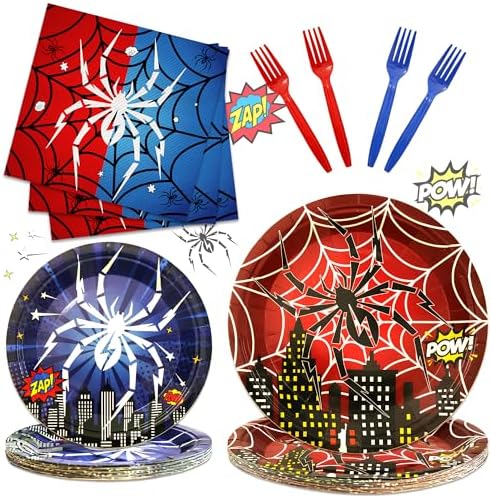 64Pcs Spider Themed Party Tableware Set