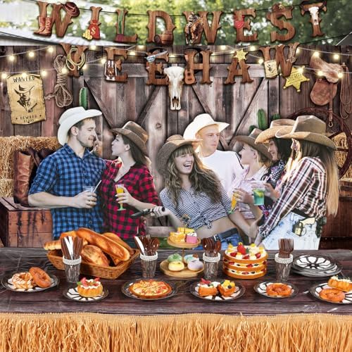Zhehao 142 Pcs Western Cowboy Party Decor Set