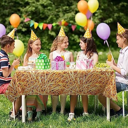 4PCS Straw Tablecover Hay Bales for Farm Party Decorations