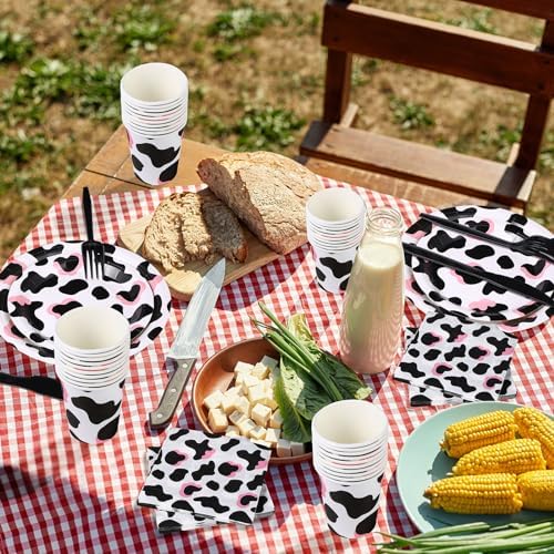Domensi 350 Pcs Pink Cowgirl Party Tableware Set