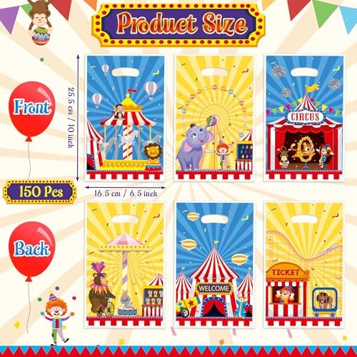Carnival Circus Party Favor Bags 150Pcs Animal Themed Treat Gift Bags