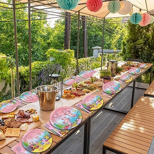 96pcs Pink Axolotl Plates Napkins Party Set for 24 Guests