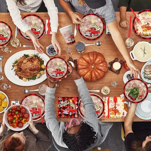 Christmas Paper Plates and Napkins Set for 24 Guests