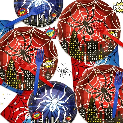 64Pcs Spider Themed Party Tableware Set