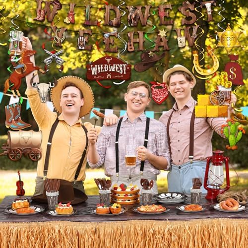 Zhehao 142 Pcs Western Cowboy Party Decor Set