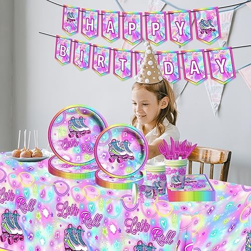 142Pcs Roller Skating Birthday Tableware Set
