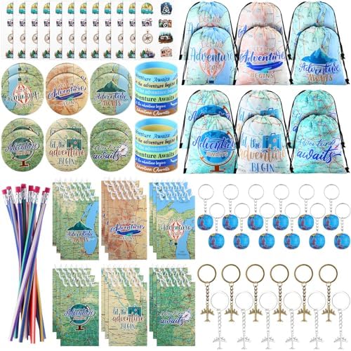 Locmeo 54 Pcs World Map Travel Party Favors