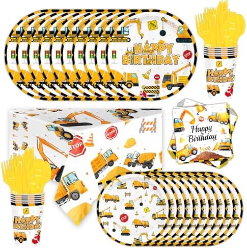 Construction Birthday Party Supplies Set 81 Pcs