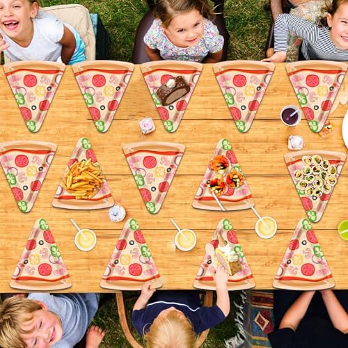50 Pcs Pizza Shaped Paper Plates Birthday Party Decorations