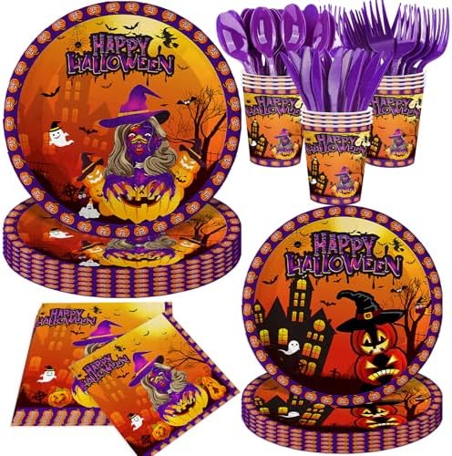 Halloween Party Decor Tableware Set 140Pcs