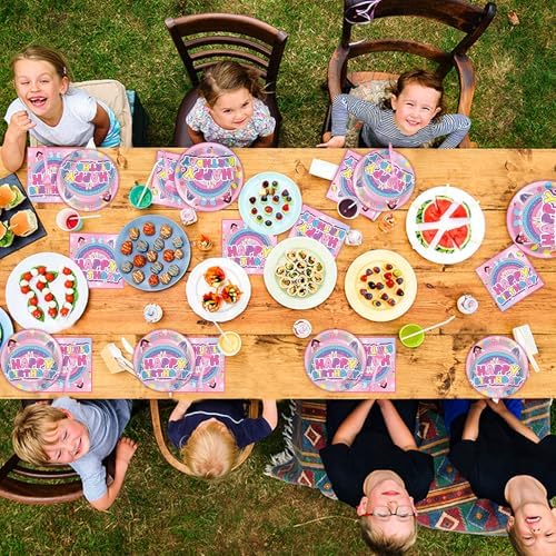 96Pcs Cat House Party Plates Napkins Set for 24 Guests