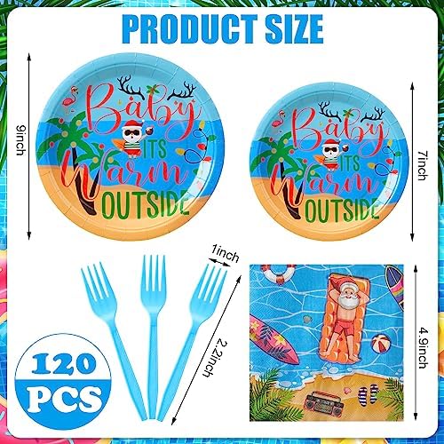 Zubebe 120 Pcs Christmas Party Decor Plates Set