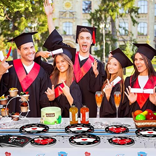 200 Pcs Graduation Nurse Party Plates and Napkins Set