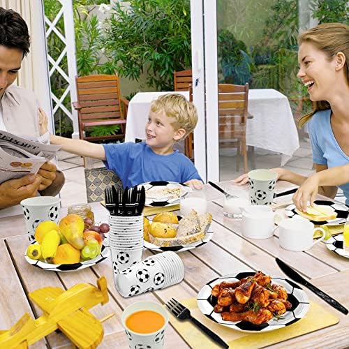 144Pcs Soccer Party Supplies Set for 24 Guests