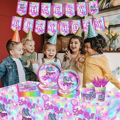 142Pcs Roller Skating Birthday Tableware Set